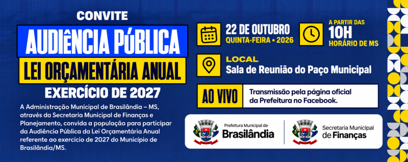 Brasilândia amplia participação popular na elaboração da Lei Orçamentária Anual de 2027.